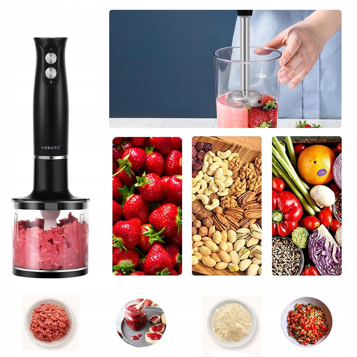 HAND BLENDER PUREE MIXING KIT 500W 2 SPEED BLACK Brand no brand