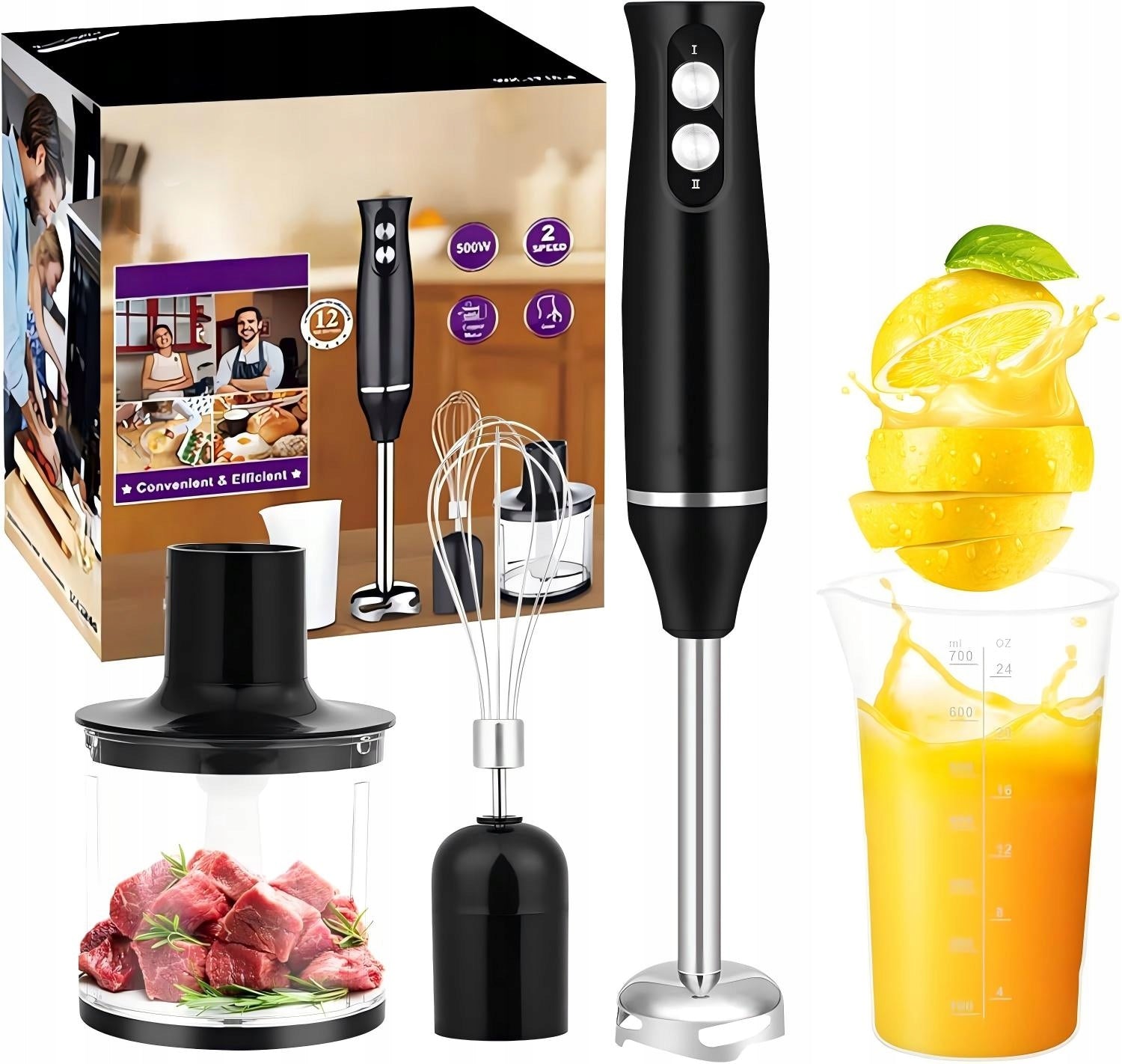 HAND BLENDER SET MIXER TURBO ROBOT MULTIFUNCTION 500W