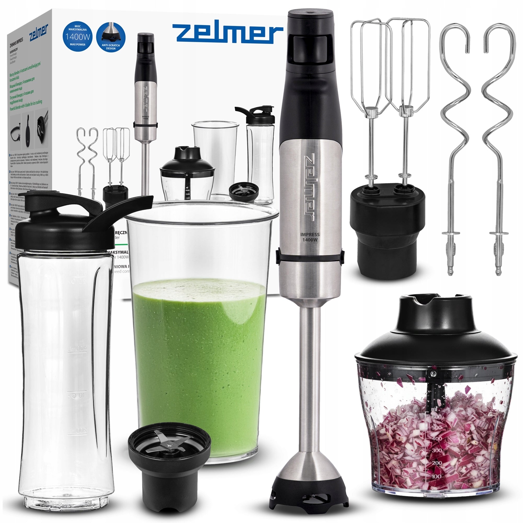 HAND BLENDER ZELMER KITCHEN MULTIFUNCTIONAL MIXER CRUSHES ICE 1200W