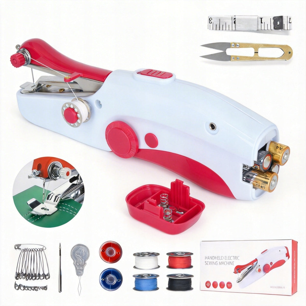 HAND MACHINE PORTABLE FOR SEWING MINI SET ADDITIONALLY SET OF ACCESSORIES EAN (GTIN) 4048508499625