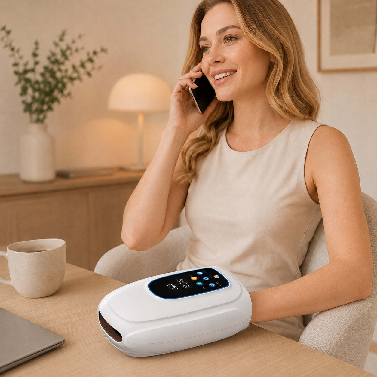 HAND MASSAGER WIRELESS ACUPRESSURE PNEUMATIC HEATING VIBRATION Medical device no