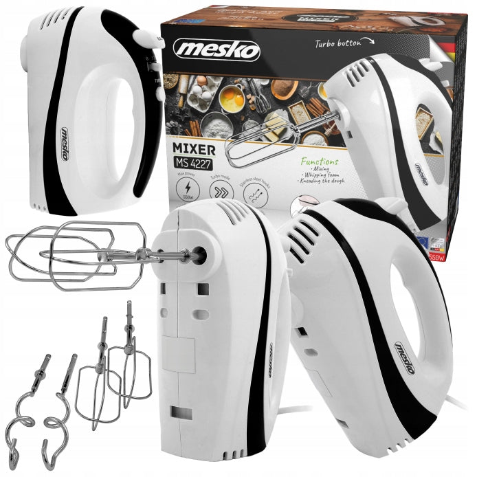 HAND MIXER FOOD PROCESSOR TURBO 5 GEARS POWERFUL 550W 4 TIPS LIGHT Packaging status original