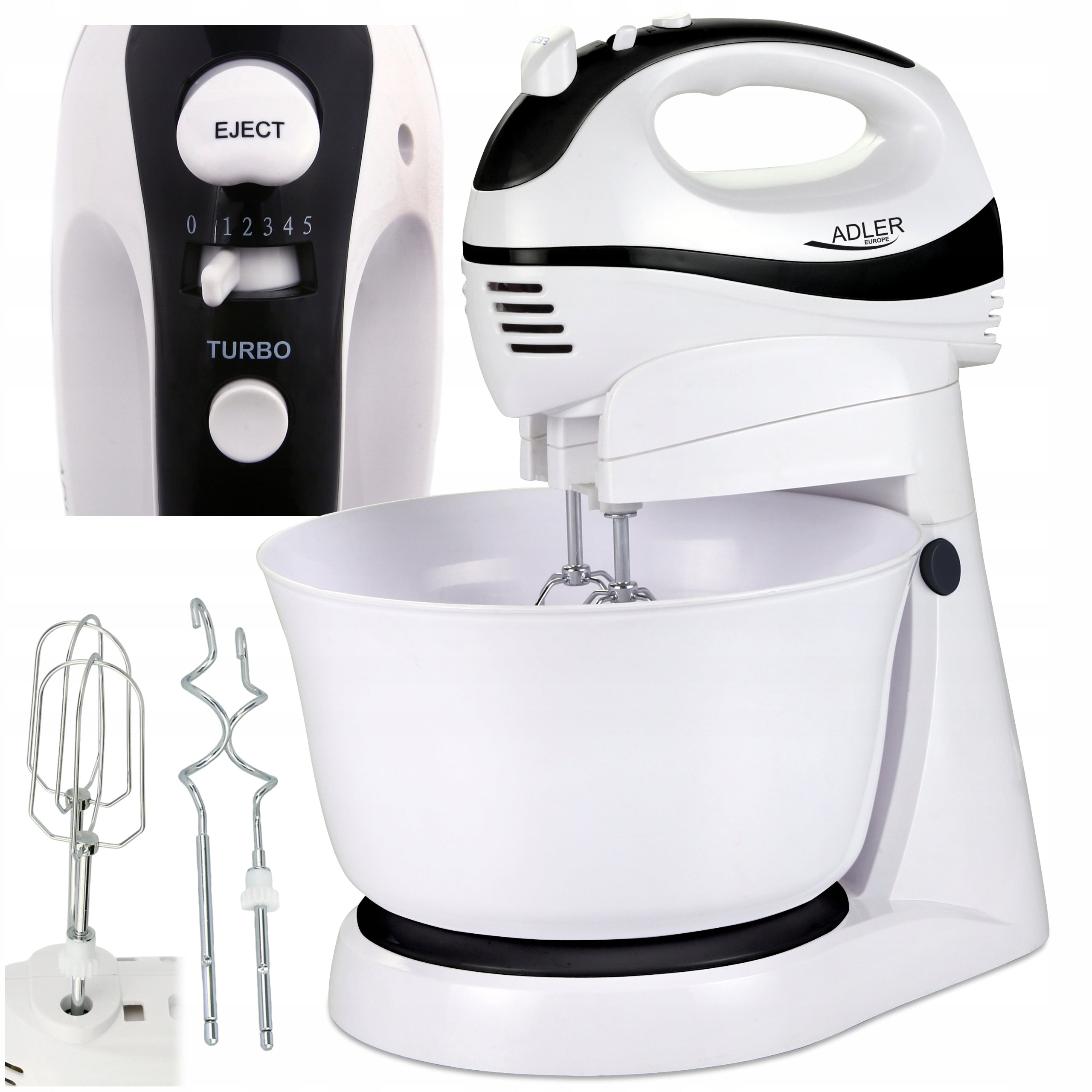 HAND MIXER FOOD PROCESSOR WITH ROTATING BOWL 3L 550W 5 SPEEDS 2 TIPS Power rating 550 W