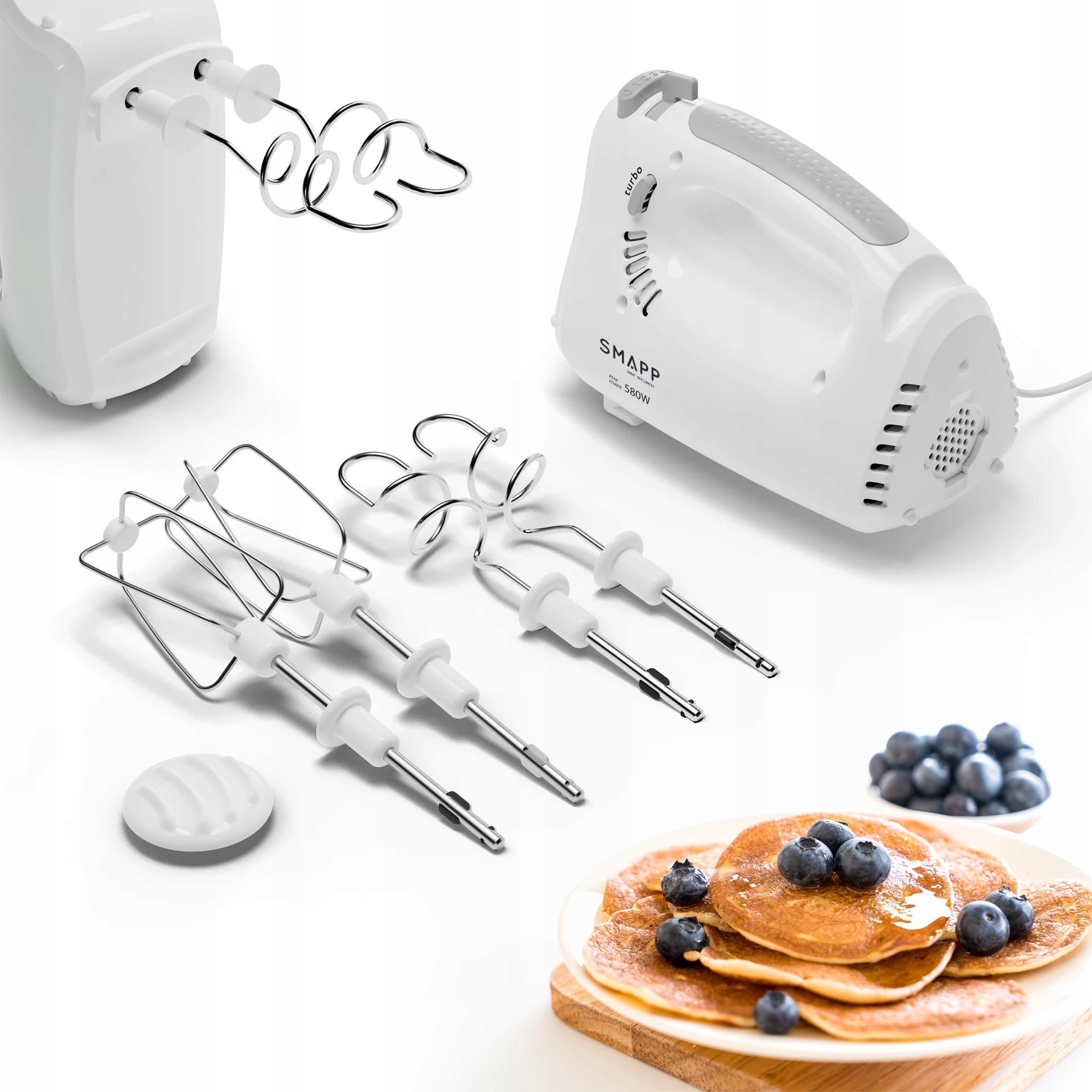 HAND MIXER + MIXERS WHISK CAPS 580W WHITE Polish