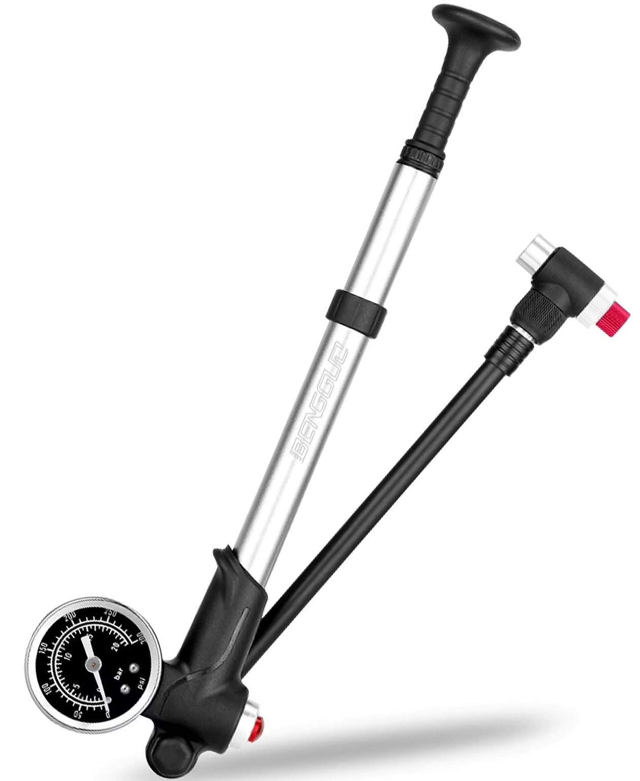HAND PUMP FOR SHOCK ABSORBERS 300PSI ALUMINUM + DAMPER PRESSURE GAUGE HOLDER Packaging status original