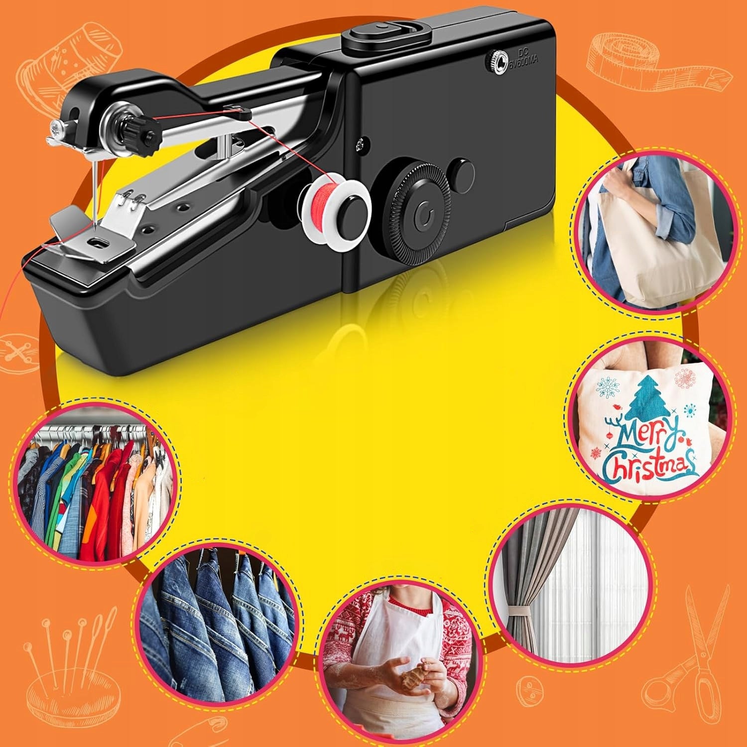 HAND SEWING MACHINE ELECTRIC MINI PORTABLE FOR HOME + ACCESSORIES Model Wysokiej jakości maszyna do szycia