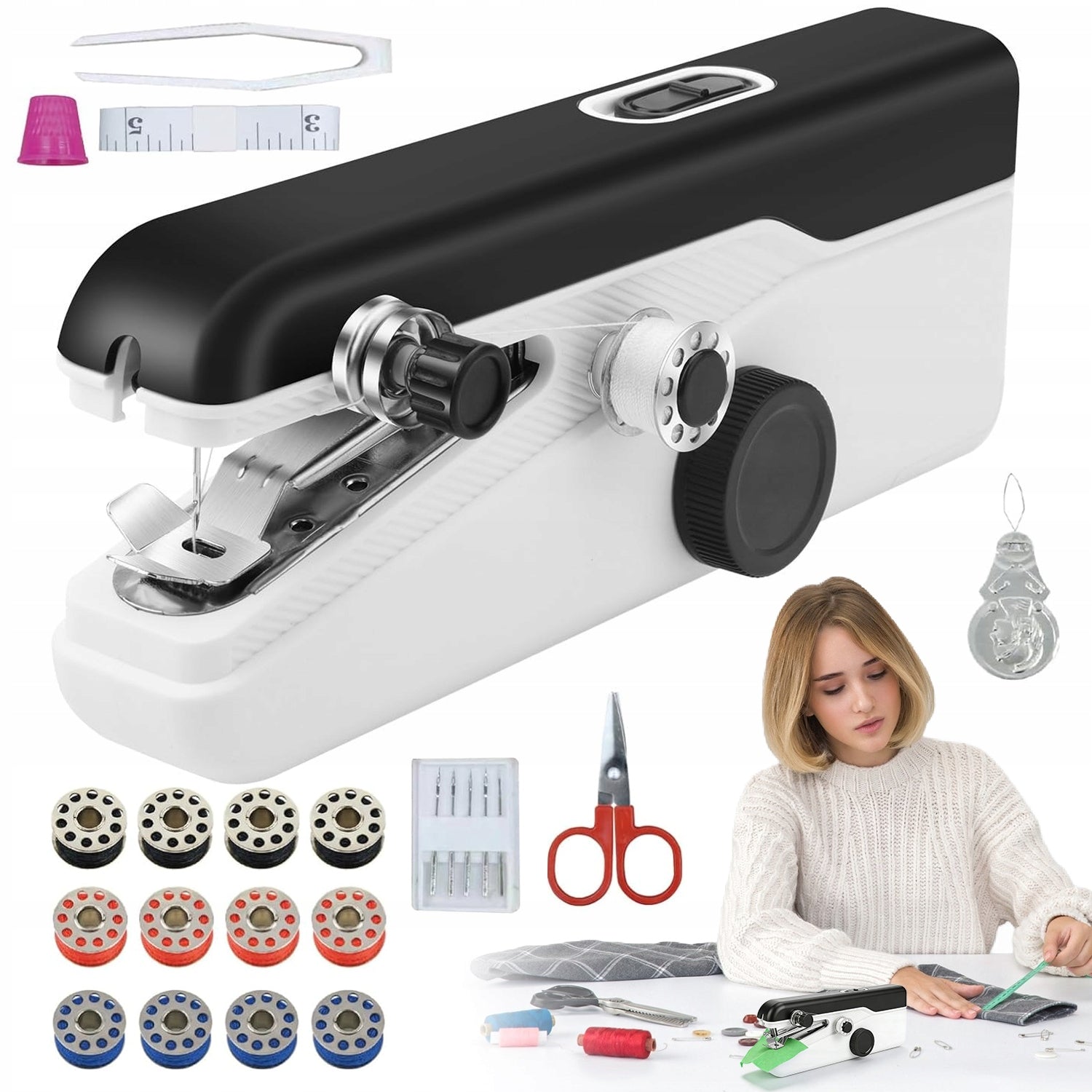 HAND SEWING MACHINE MINI PORTABLE ELECTRIC USB + ACCESSORIES