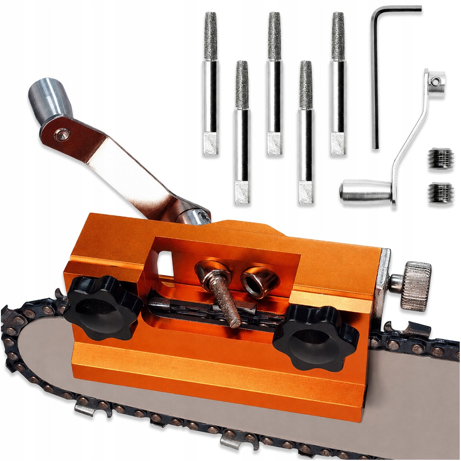 HAND SHARPENER FOR CHAINSAW COMBUSTION + 5 BLADE WHETSTONES