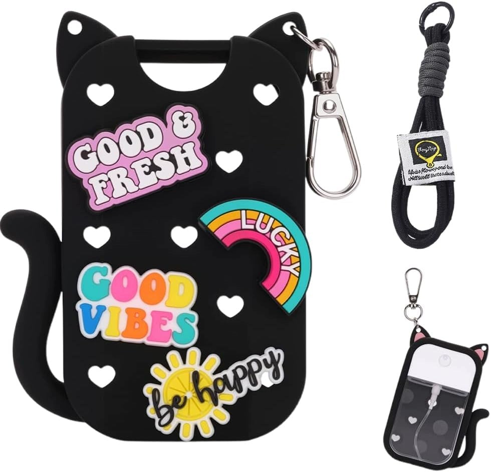 HAND SPRAY CASE CAT SHAPE PENDANT CARABINER BLACK