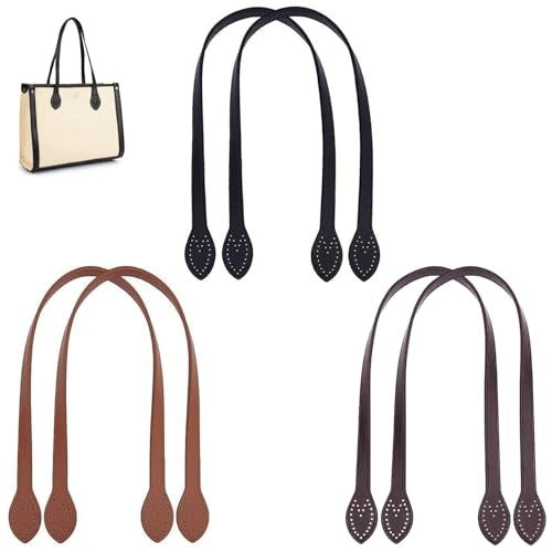 HANDBAG HANDLES LEATHER PU SET OF 6 PIECES BLACK BROWN FOR WOMEN Brand no brand