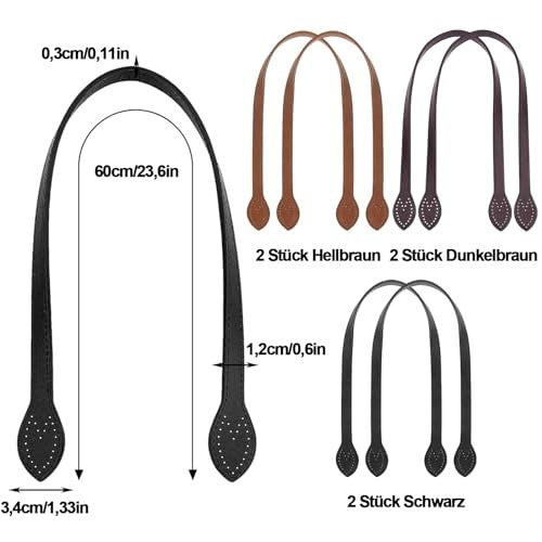 HANDBAG HANDLES LEATHER PU SET OF 6 PIECES BLACK BROWN FOR WOMEN Manufacturer code Bez marki