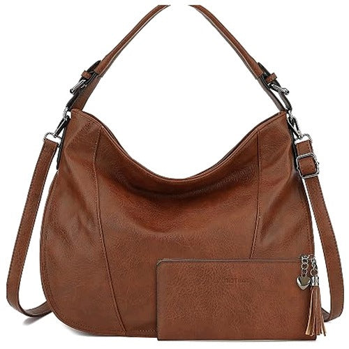 HANDBAG WOMEN'S SHOULDER BAG WITH ZIPPER SET OF 2 PIECES FOR WOMAN