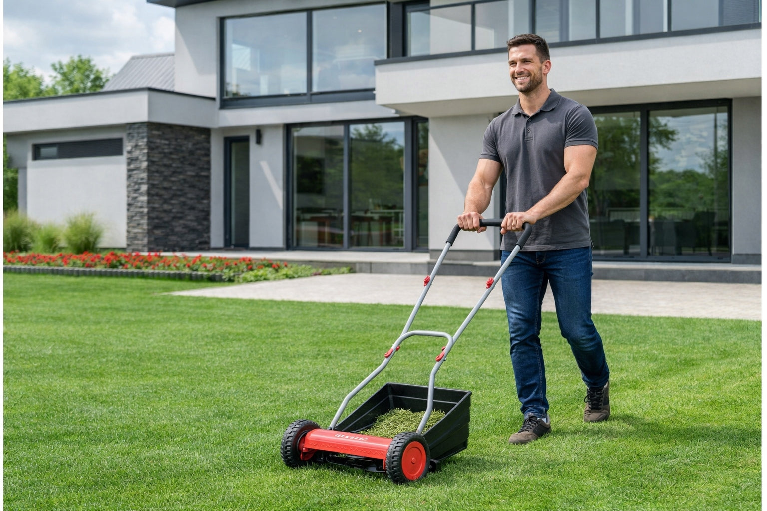 HANDHELD LAWN MOWER WITH DRUM BASKET MECHANICAL SPINDLE 38cm EKO EAN (GTIN) 5906190671868