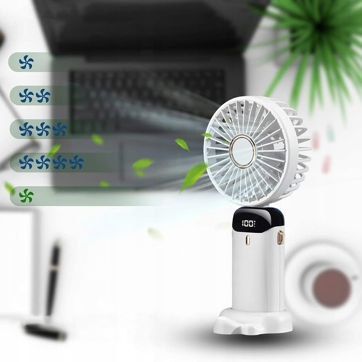 HANDHELD PORTABLE FAN 5000MAH 5 GEARS FOLDABLE RECHARGEABLE TYPE-C Power supply rechargeable battery