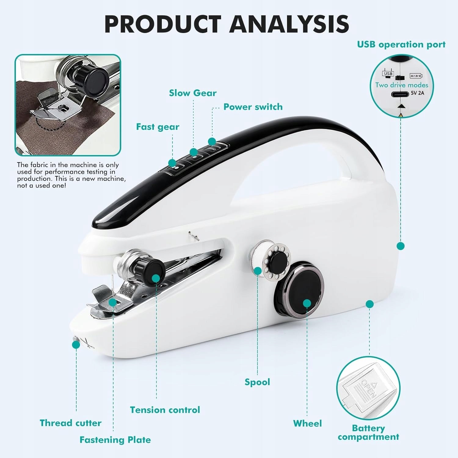 HANDHELD PORTABLE SEWING MACHINE MINI KIT ADDITIONAL SET OF ACCESSORIES EAN (GTIN) 0099831295839