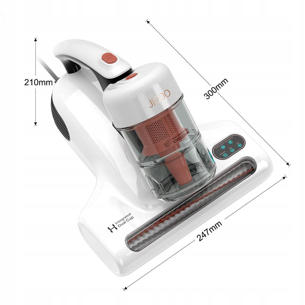 HANDHELD VACUUM CLEANER FOR BED UV ANTIBACTERIAL JIGOO J200 13KPA 500W Dust container volume 0.3 l