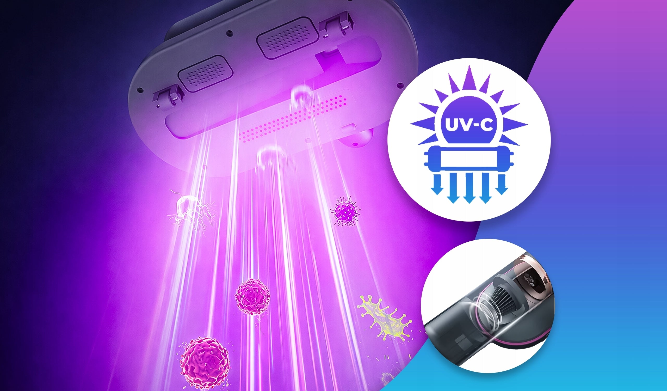 HANDHELD VACUUM CLEANER FOR DUST REMOVAL MATTRESSES ULTRASONIC UV-C Power supply rechargeable battery