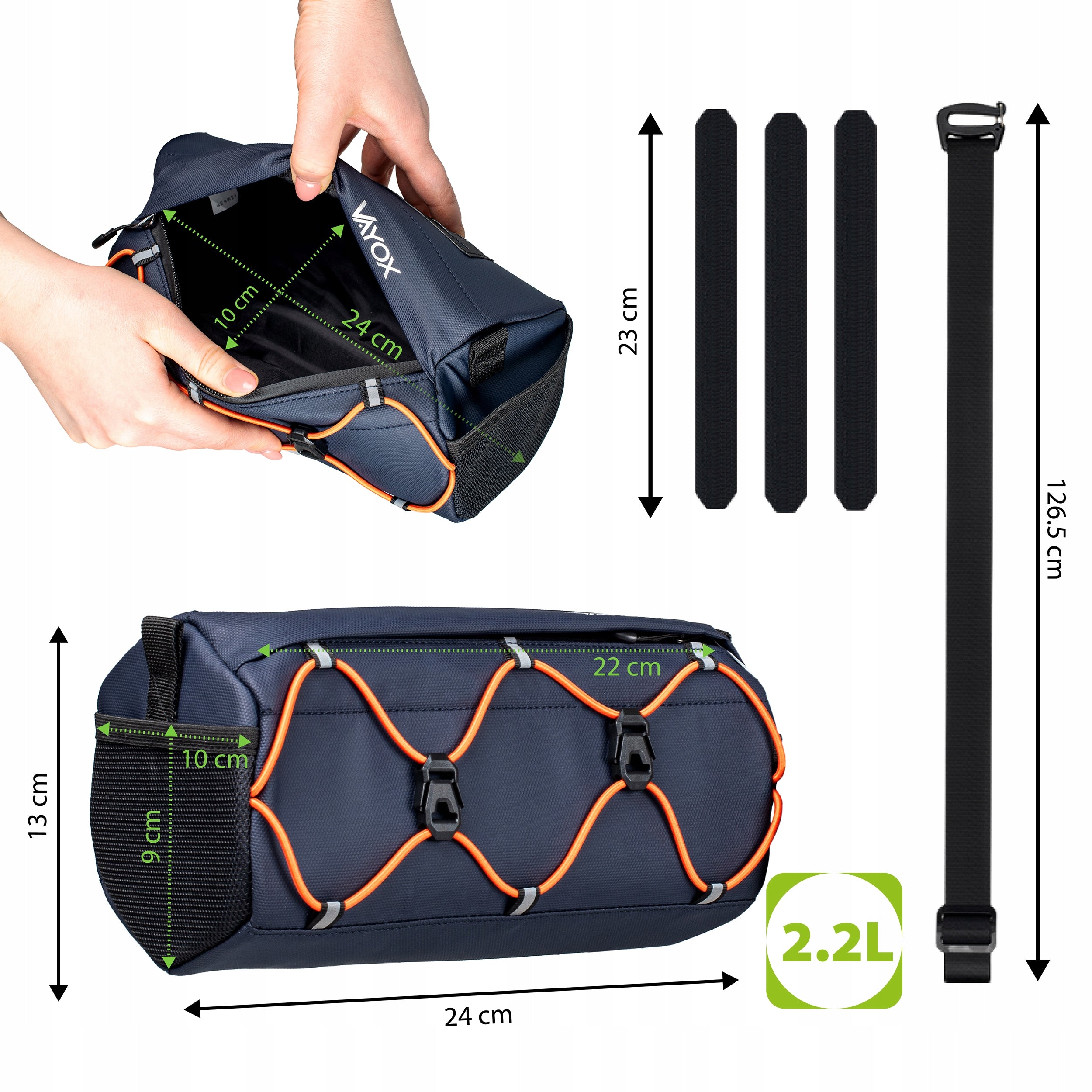 HANDLEBAR BAG BICYCLE POUCH FRONT BASKET VAYOX Capacity 2.2 l