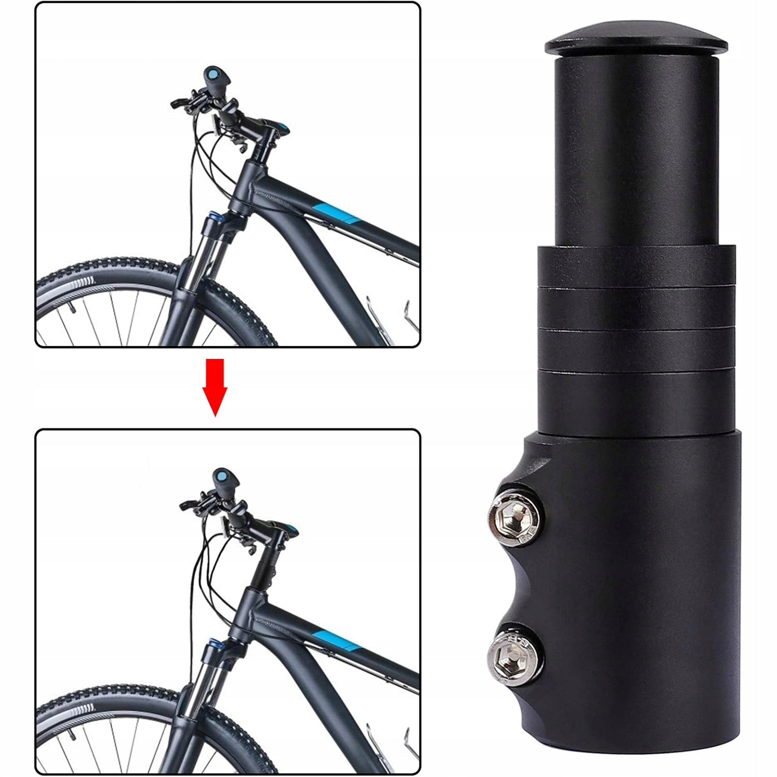 HANDLEBAR BRACKET EXTENSION ADAPTER A-HEAD FOR BIKE EXTENSION CABLE BLACK Dedicated for cross bikes MTB (mountain bikes) trekking bikes
