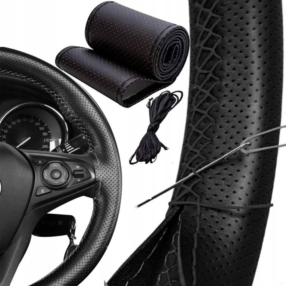 HANDLEBAR COVER OVERLAY LEATHER FOR HEM PERFORATED BLACK Packaging status original