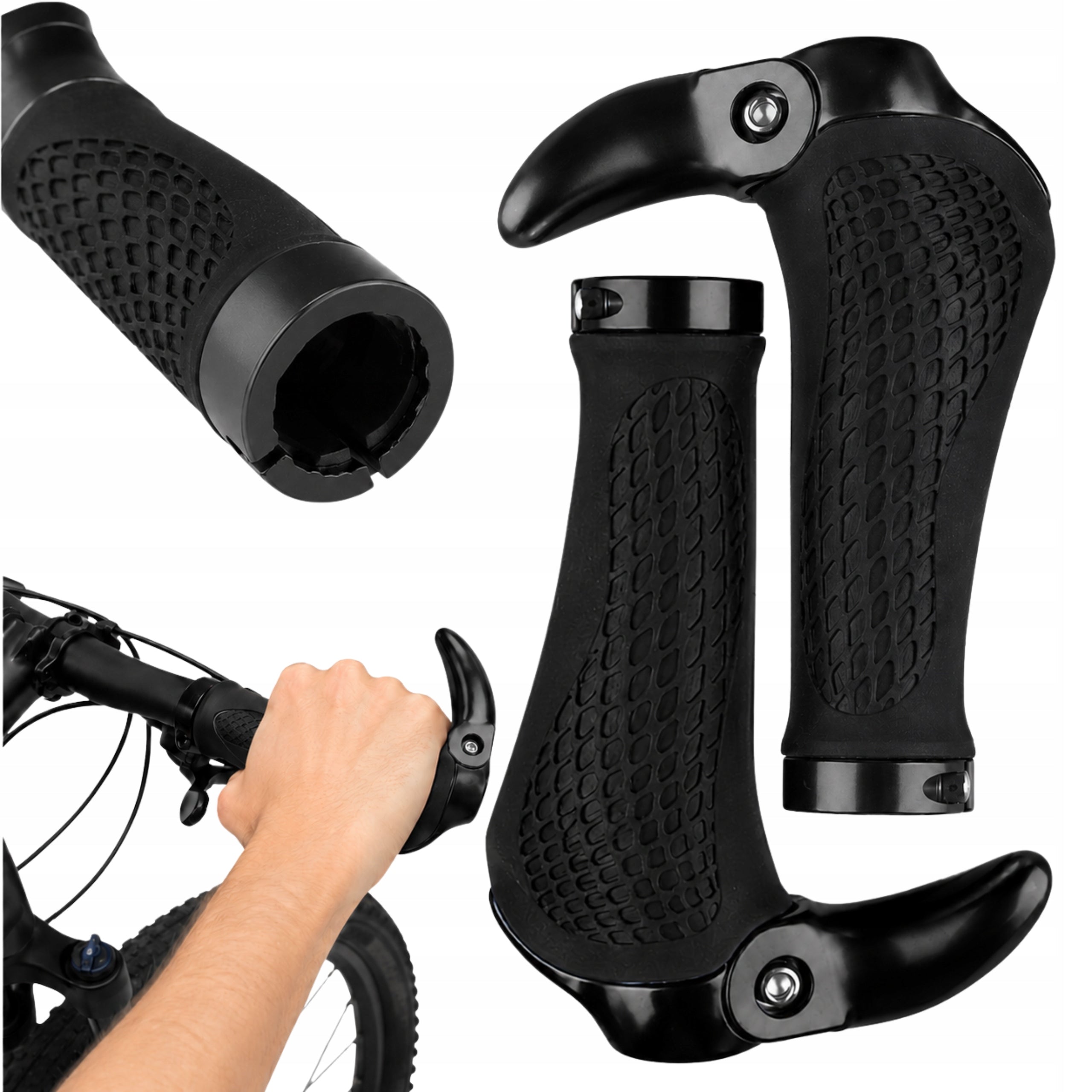 HANDLEBAR GRIPS BICYCLE RUBBER CORNERS ALUMINUM BLACK NON-SLIP