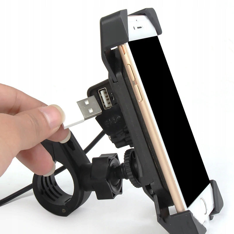HANDLEBAR PHONE HOLDER AND MIRROR MOTORCYCLE TYPE X USB CHARGER 2A EAN (GTIN) 5900009440546