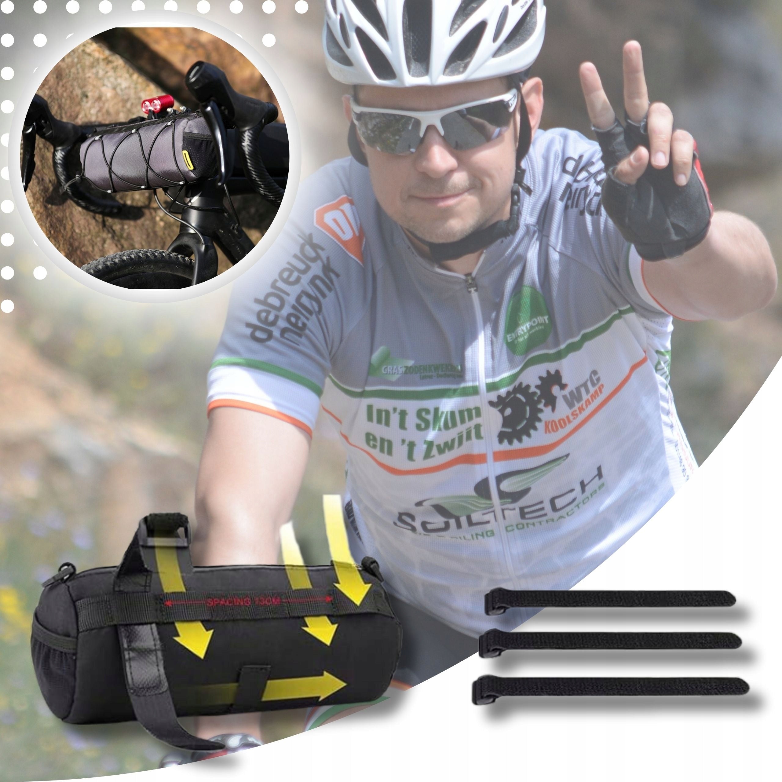HANDLEBAR POUCH BICYCLE POUCH KIDNEY POUCH RHINOWALK SHOULDER BAG Color gray
