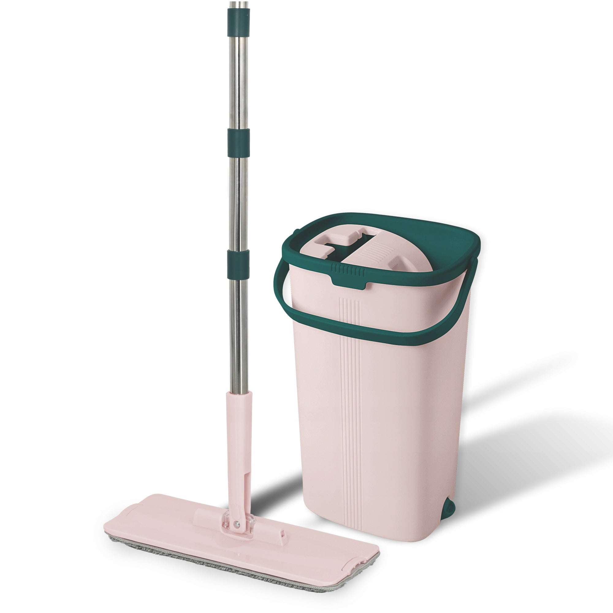 HANDY FLAT MOP + TWO-CHAMBER BUCKET WITH SQUEEZER + TELESCOPE STICK + STOCK