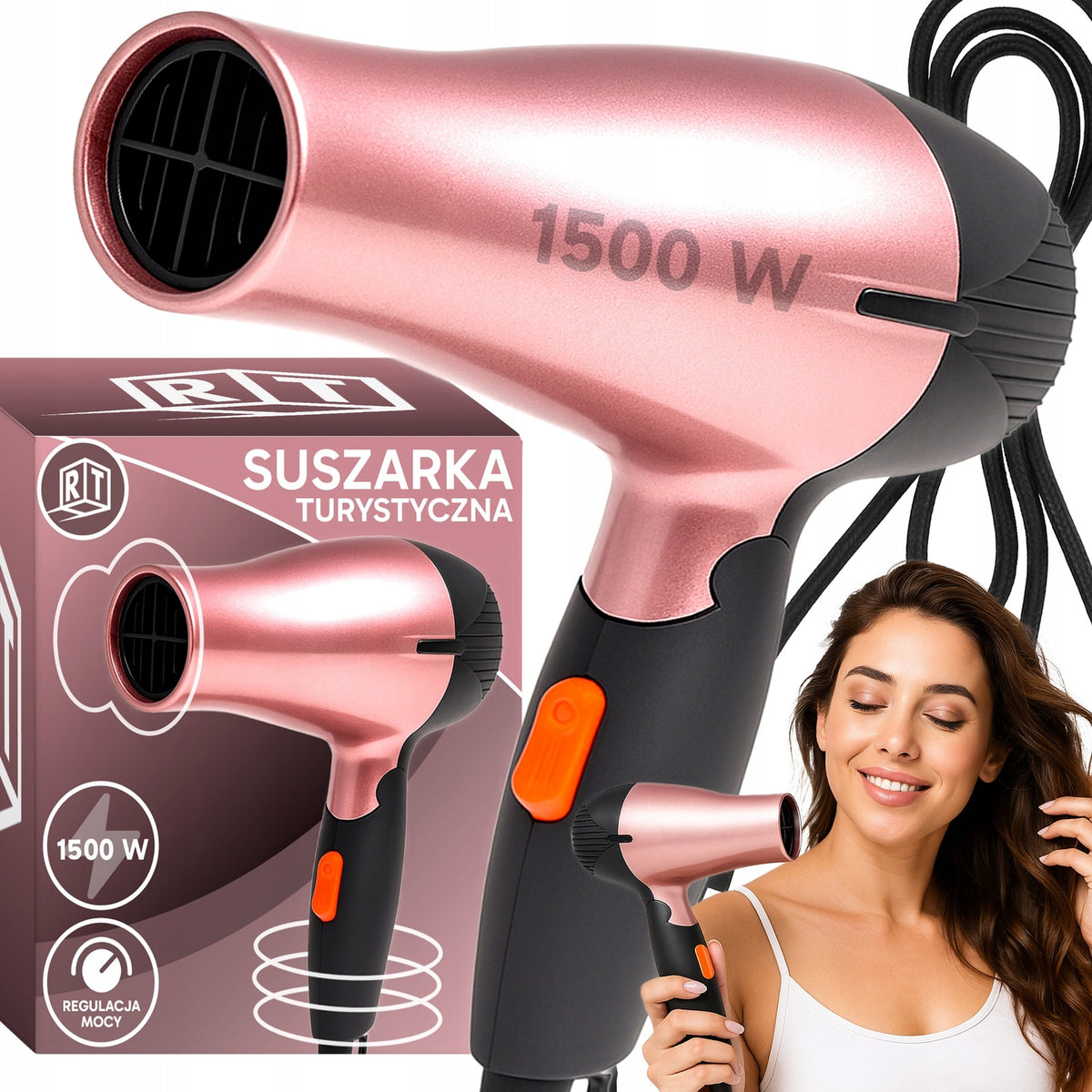 HANDY TOURIST HAIR DRYER FOLDABLE STRONG 1500W + CONCENTRATOR