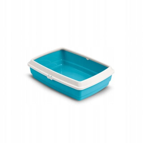 HANDY open litter box with cat frame, blue, 42x33x14cm