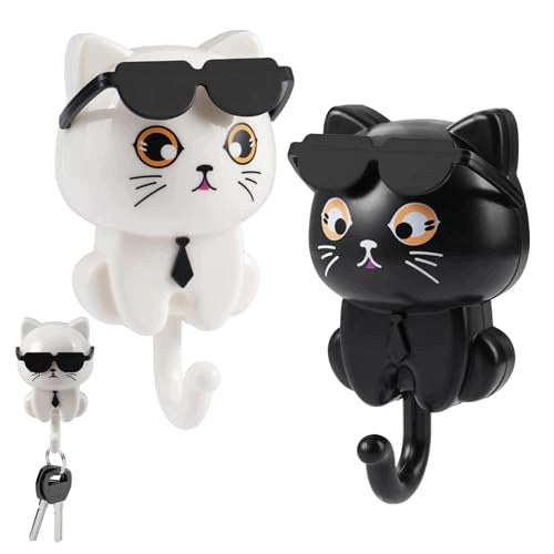 HANGER CAT SELF-ADHESIVE FOR KEYS CLOTHES KAWAII FOR GIRLS 2 PCS Brand no brand