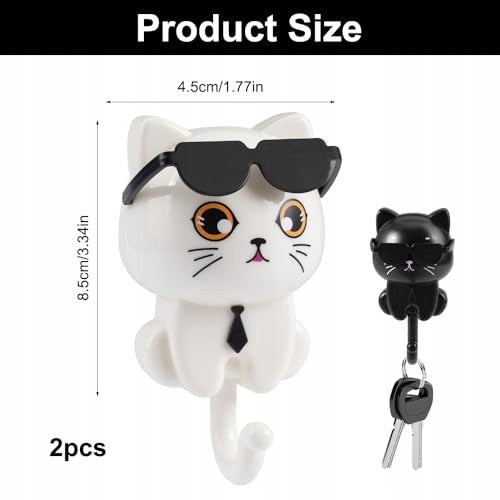 HANGER CAT SELF-ADHESIVE FOR KEYS CLOTHES KAWAII FOR GIRLS 2 PCS Manufacturer code Nieoznaczona