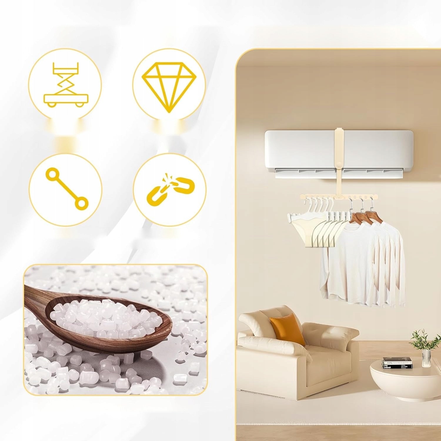 HANGER FOLDING PORTABLE WALL LIGHT STRONG DURABLE CREAM EAN (GTIN) 5908107608004