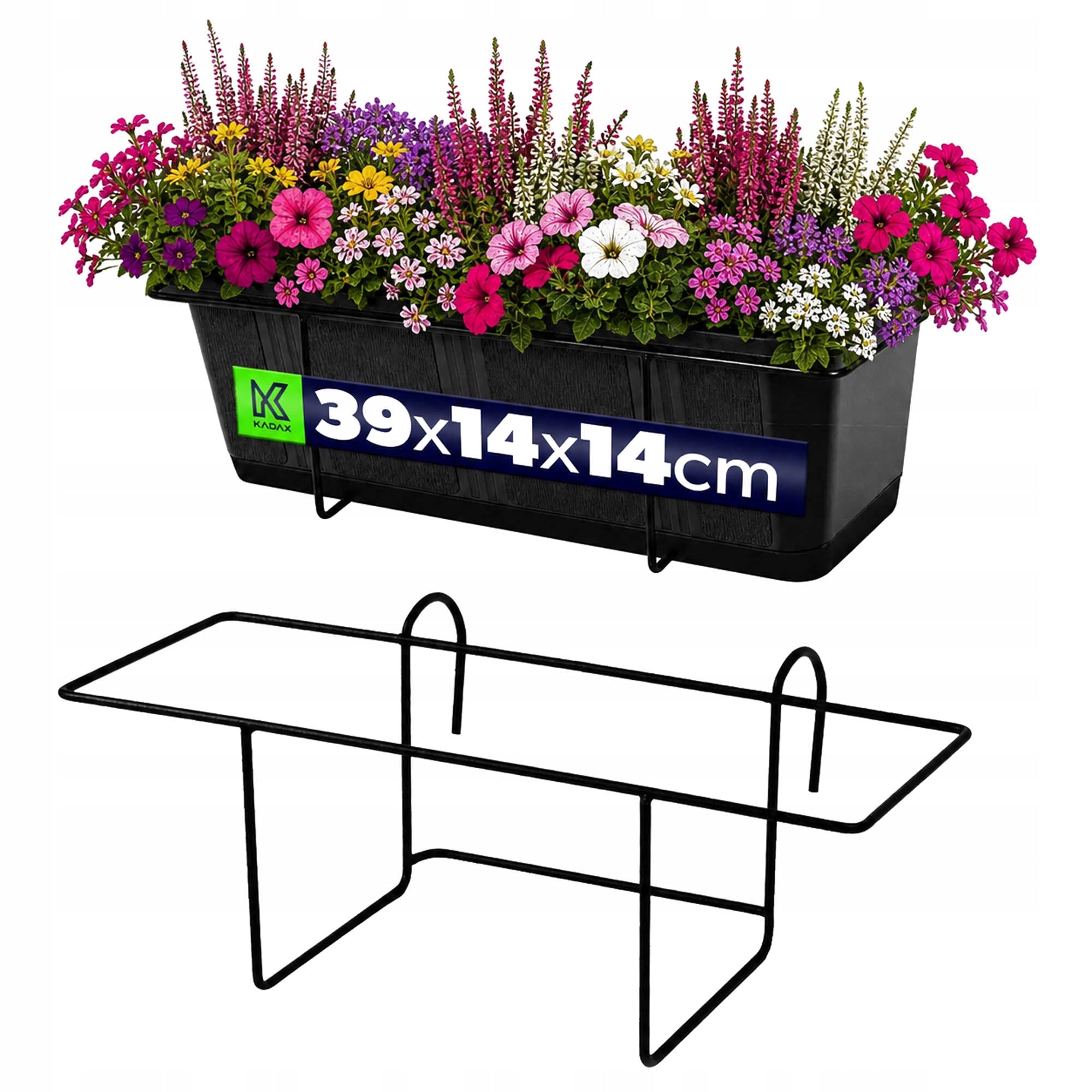 HANGER HOLDER 39cm METAL FOR BALCONY POT BOX POTS BLACK