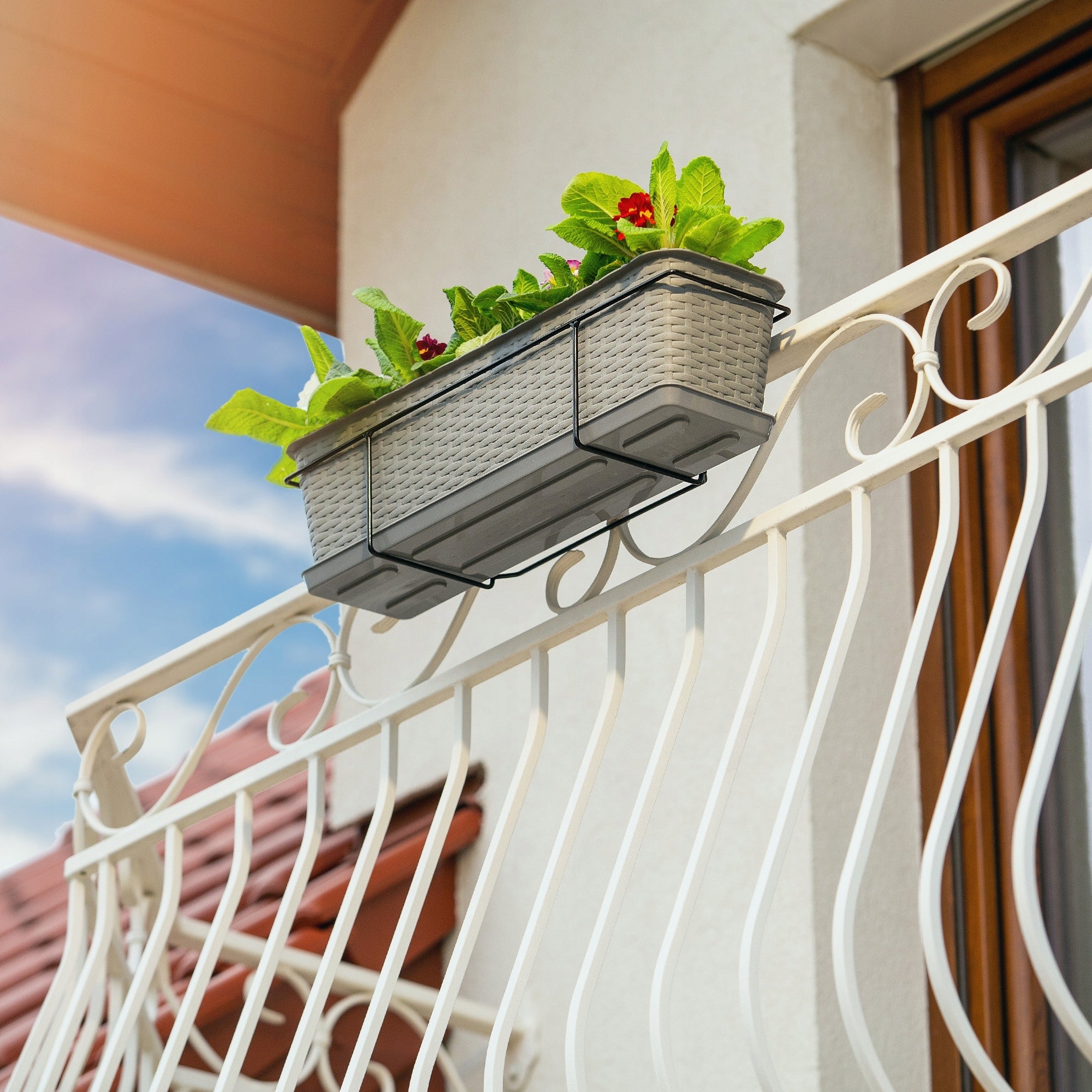 HANGER HOLDER 60cm METAL FOR BALCONY BOX POT BOX BLACK Brand Kadax