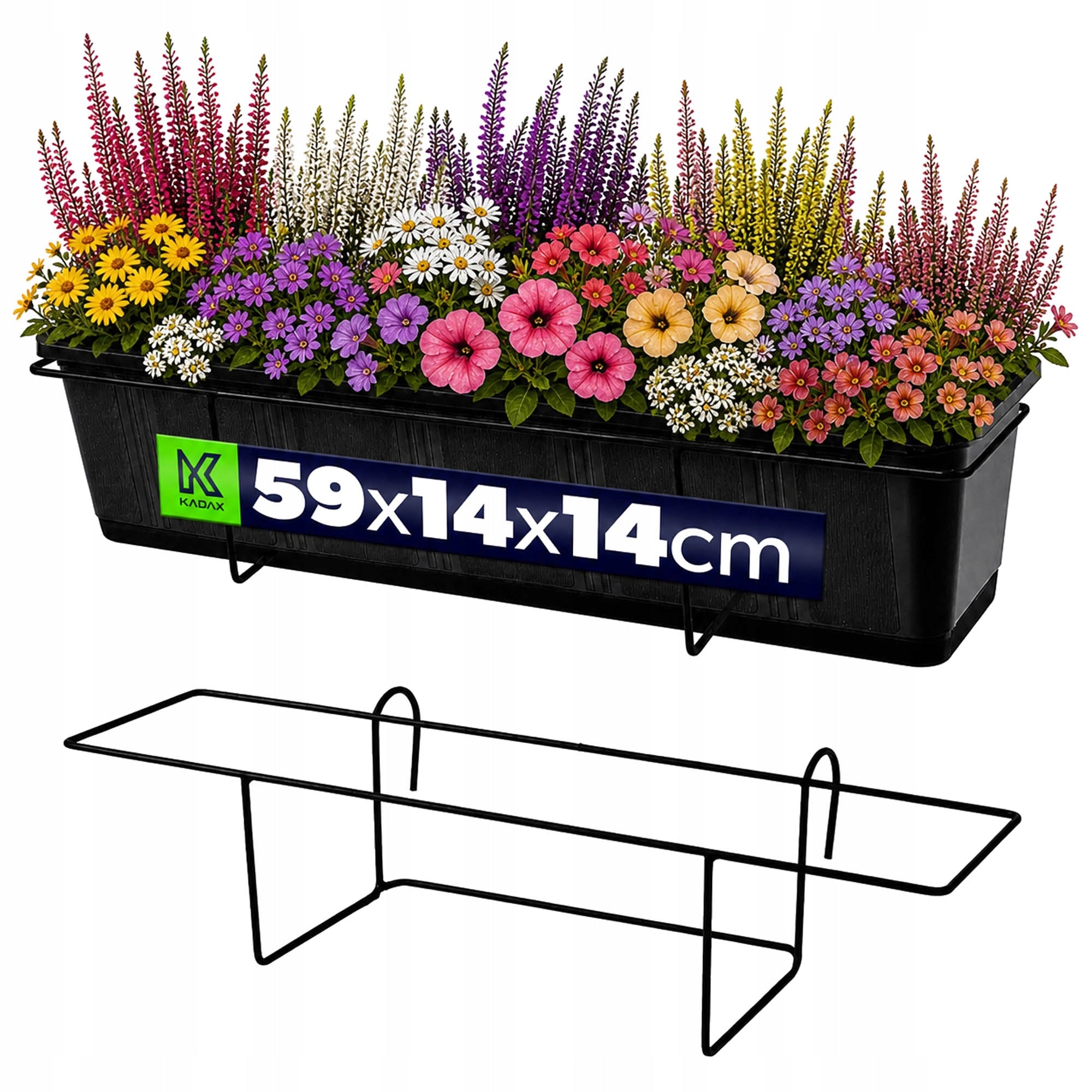 HANGER HOLDER 60cm METAL FOR BALCONY BOX POT BOX BLACK