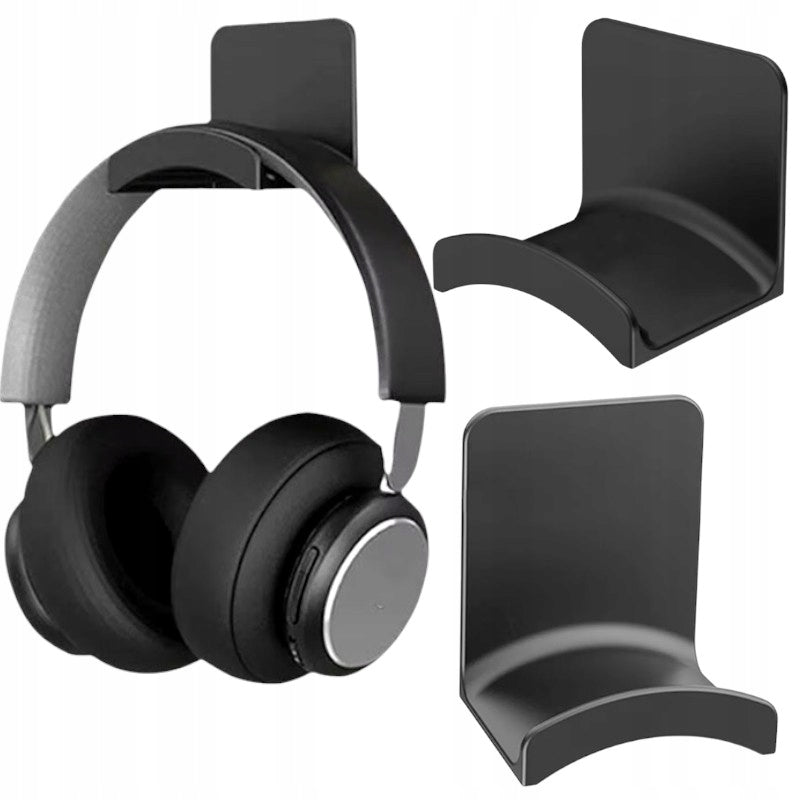HANGER HOLDER HOOK FOR HEADPHONES PAD GLUED SELF-ADHESIVE BLACK STRONG