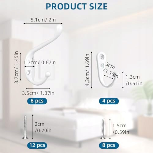 HANGERS WALL HOOKS WHITE DOUBLE FOR SCREWING SET OF 10 Manufacturer code Bez marki