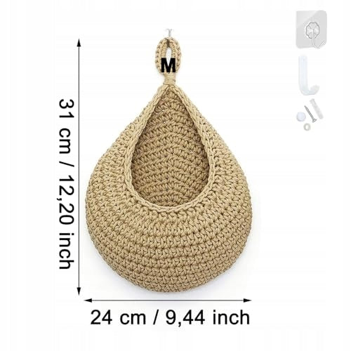 HANGING BASKET WOVEN COTTON FOR FRUIT VEGETABLES ON THE WALL 24X31CM Manufacturer code Bez marki