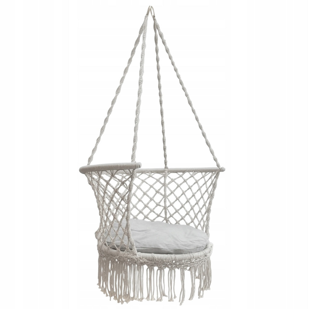 HANGING CHAIR XXL 150KG GREY STORK NEST BALCONY GARDEN TERRACE Manufacturer code FOTEL BUJANY NA BALKON BUJACZKA DLA DOROSŁYCH