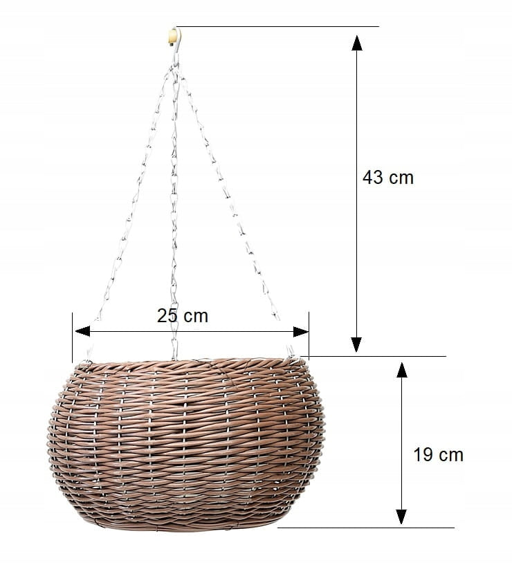 HANGING FLOWER POT basket for balcony terrace technoratan 63-1159 PE Material synthetic material
