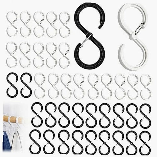 HANGING HOOKS S SHAPE PLASTIC STAINLESS STEEL 40 PCS STEEL