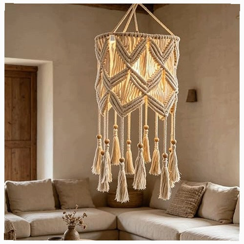 HANGING LAMP MACRAME BOHO 30X85 CM HANDMADE COTTON DIY crafts