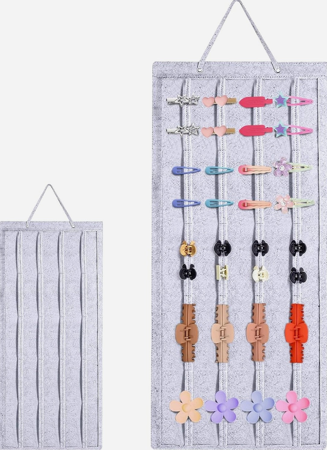 HANGING ORGANIZER 80X35CM FOR CLIPS HAIR BANDS FELT ACCESSORIES GREY