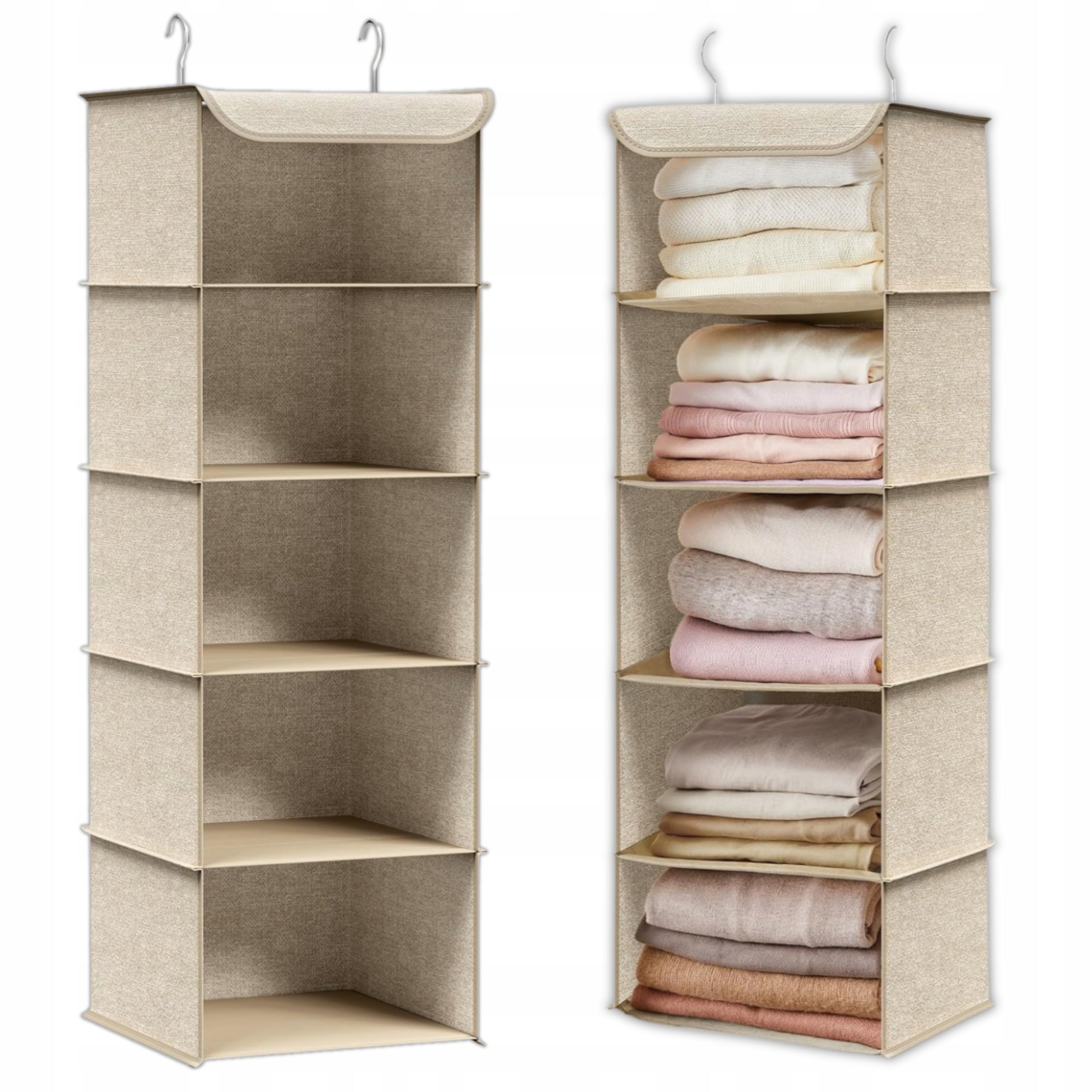 HANGING ORGANIZER FOLDING FOR CLOSET BOOKCASE CLOTHES MATERIAL BASKET 5 SHELVES