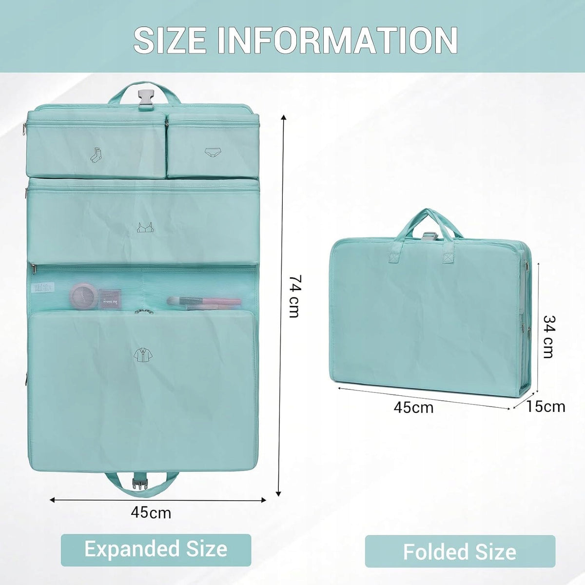 HANGING ORGANIZER FOR SUITCASE FOLDING 6IN1 BLUE Color blue