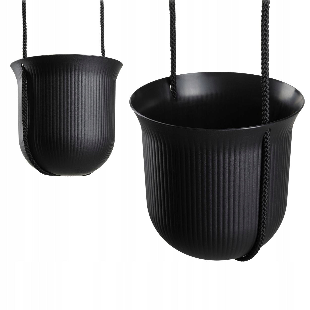 HANGING PLANTER BLACK for balcony terrace plastic cover flowers 17,9x17,3cm Color black