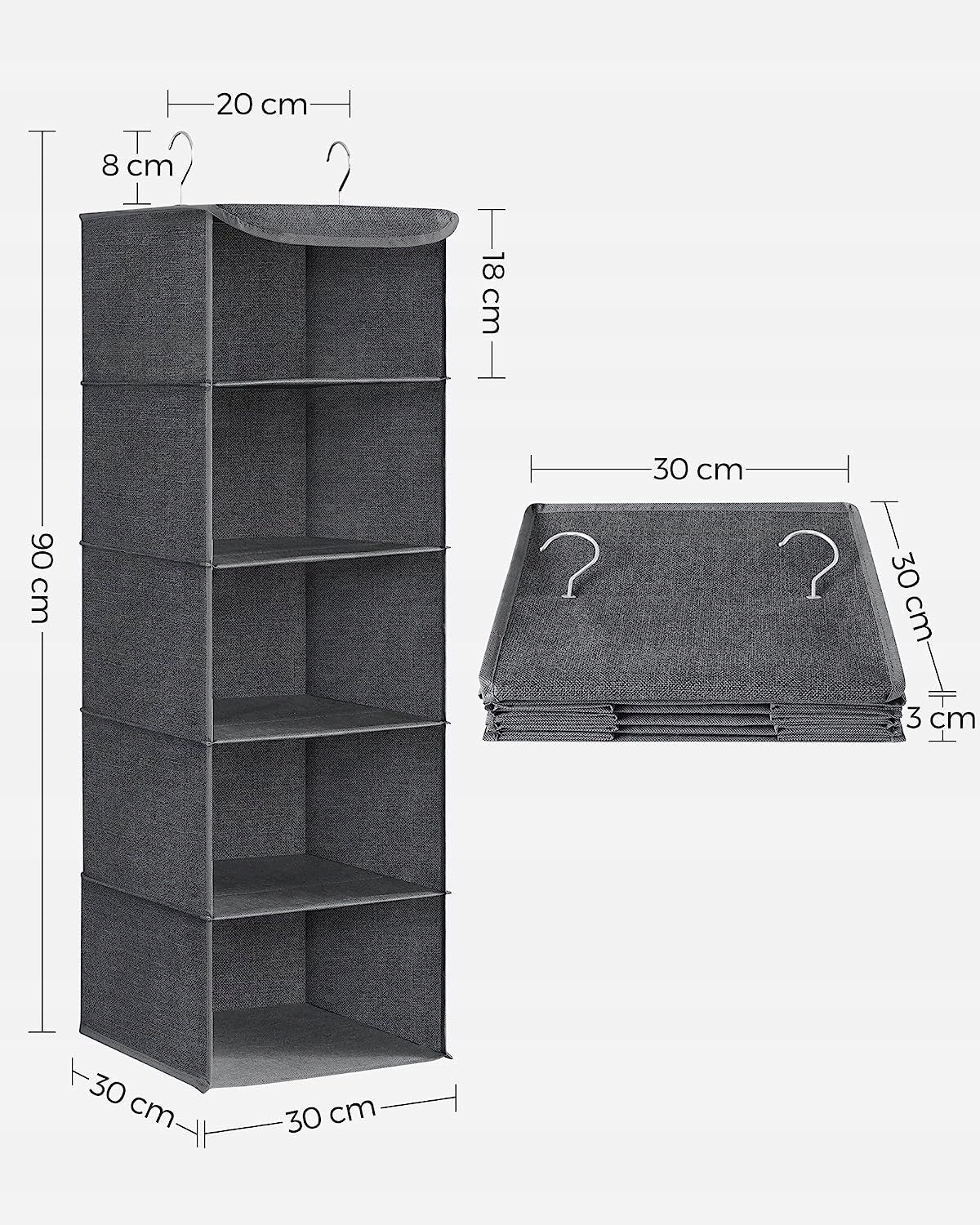 HANGING SHELF MATERIAL SHELVES FOR WARDROBE FOLDABLE CLOTHES ORGANIZER Brand Songmics