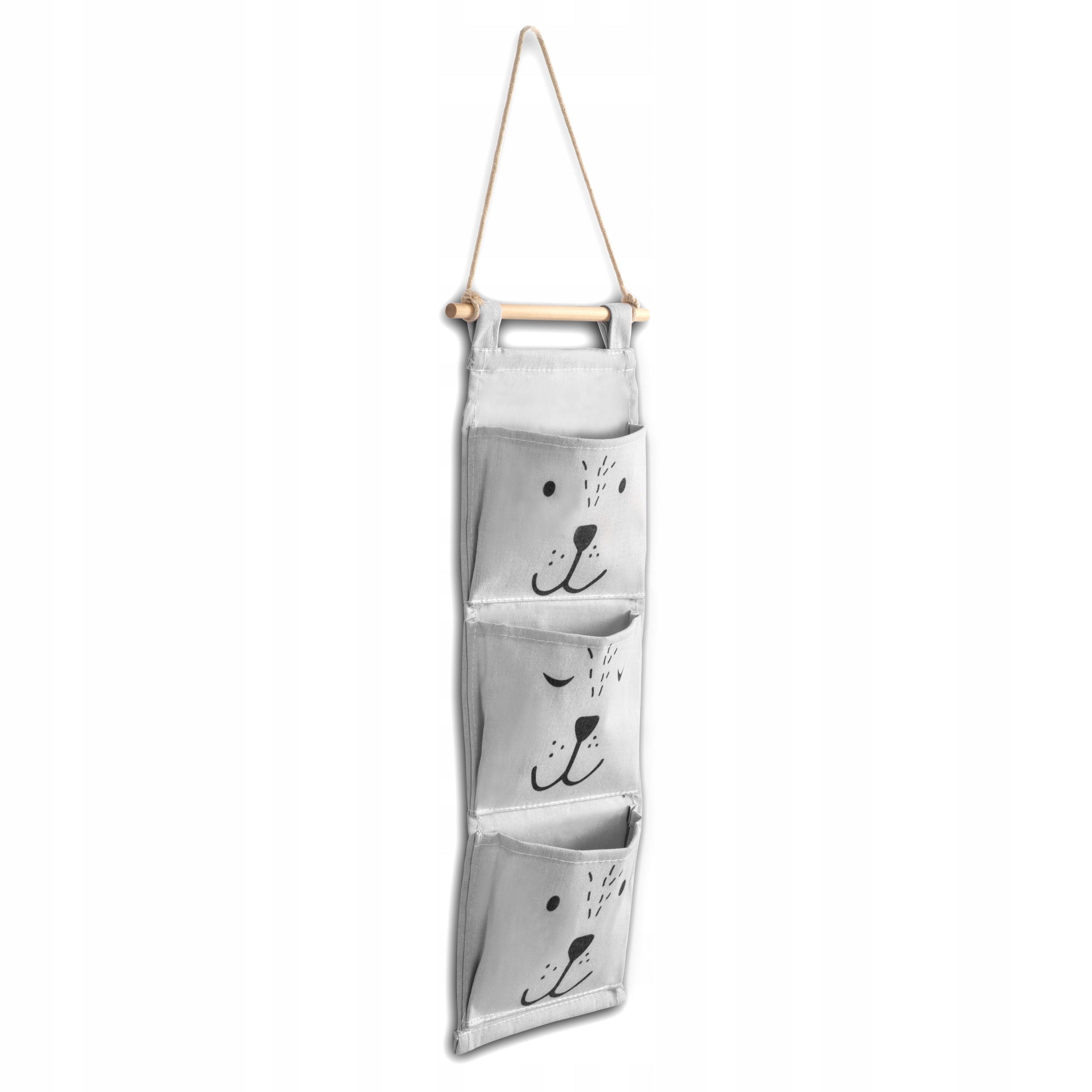 HANGING TOY ORGANIZER ACCESSORY CONTAINER 3 POCKETS NUKIDO Color gray
