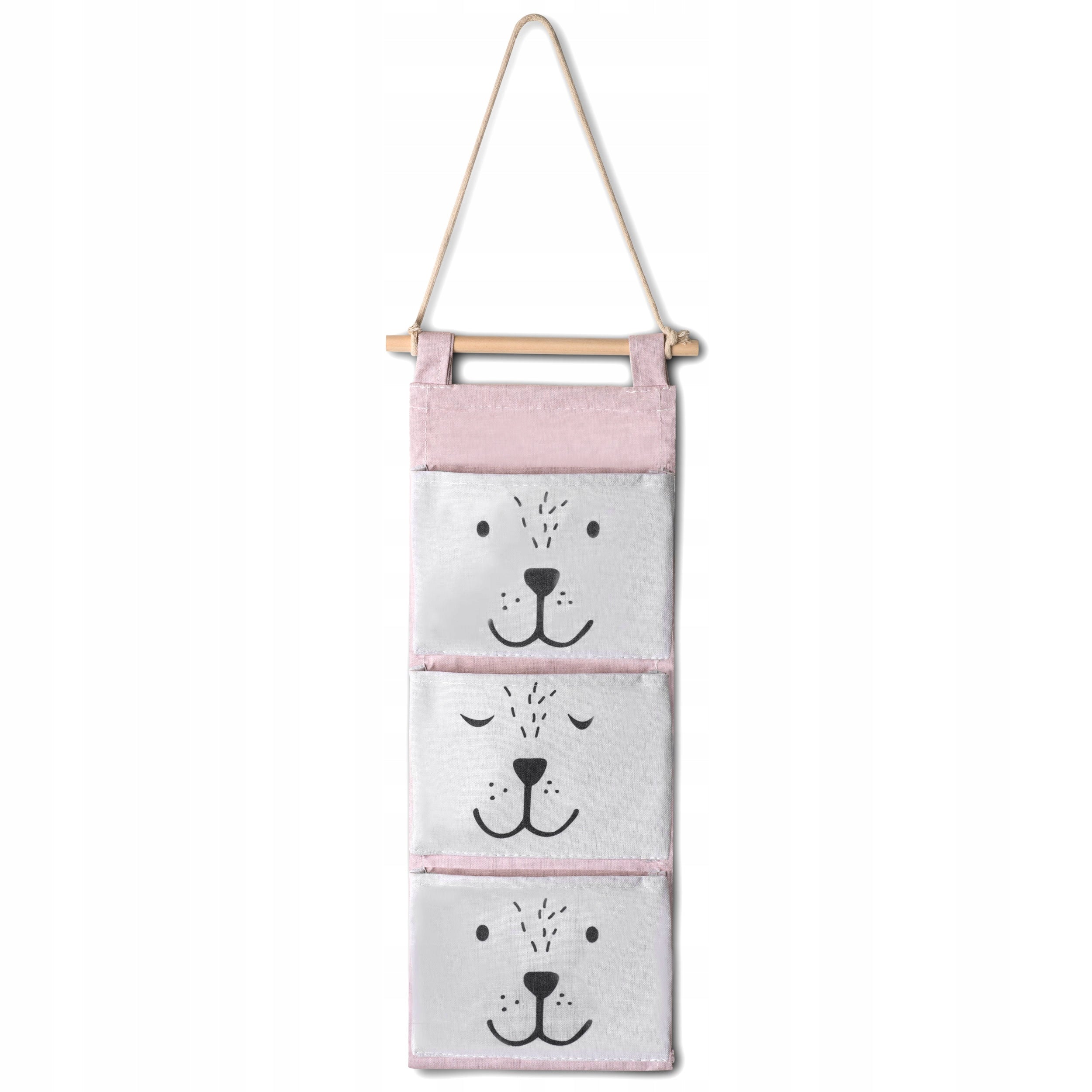 HANGING TOY ORGANIZER ACCESSORY CONTAINER 3 POCKETS NUKIDO Color pink